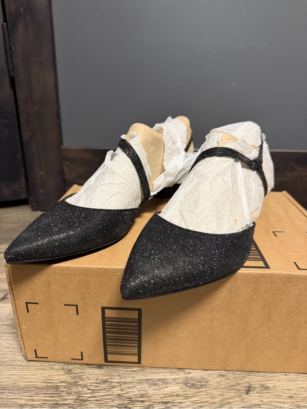 LifeStride Brand New Black Glitter Pointed Toe Block Heel Pumps Sz 11
